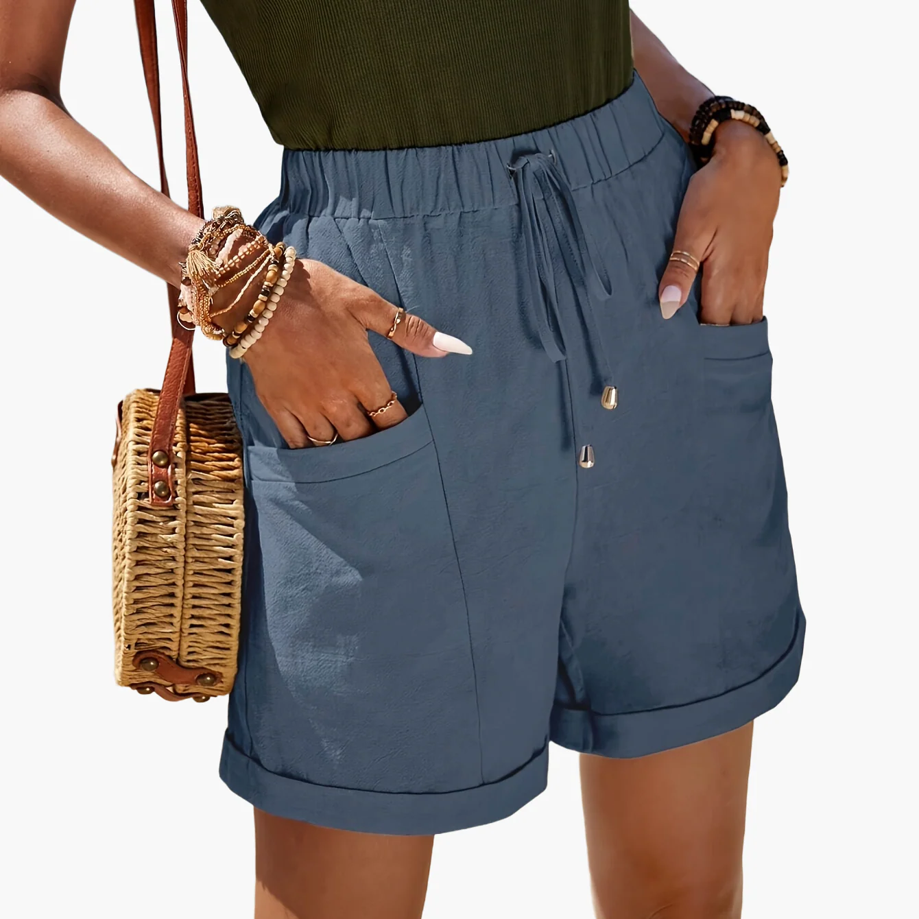 Damen Elegante Sommer-Shorts mit Kordelzug und Taschen – Ideal für Strand und Freizeit - Image 11