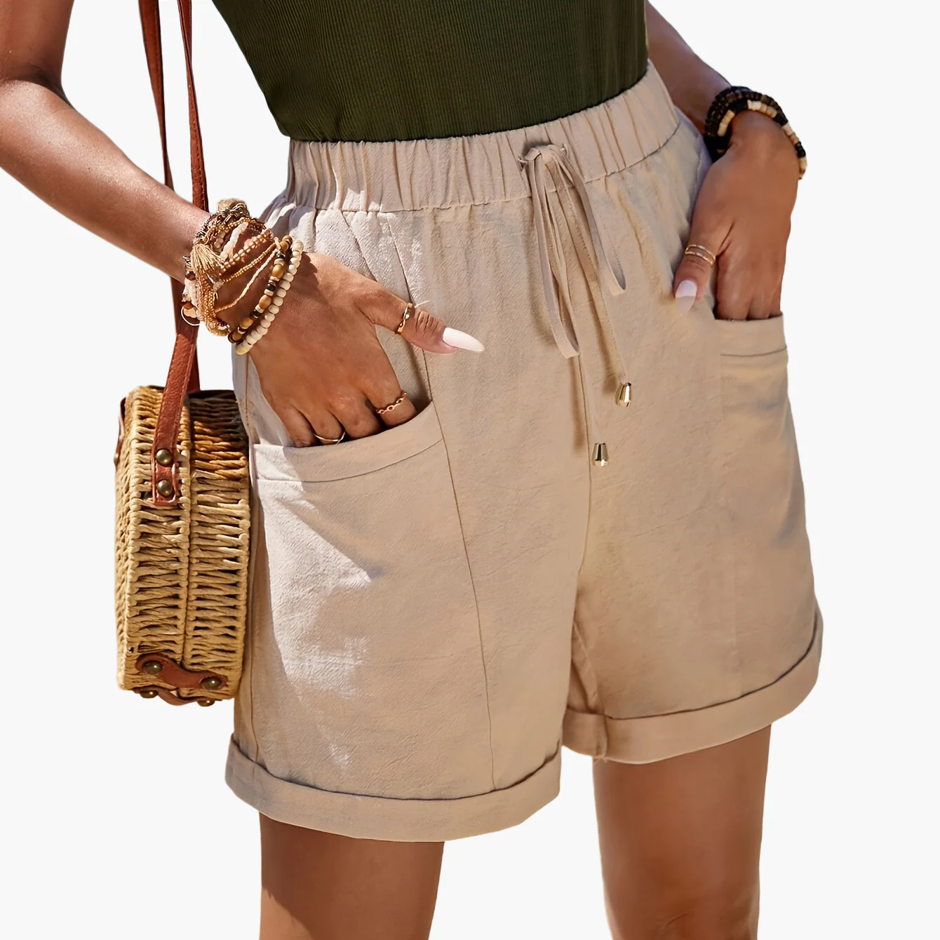 Damen Elegante Sommer-Shorts mit Kordelzug und Taschen – Ideal für Strand und Freizeit - Image 12