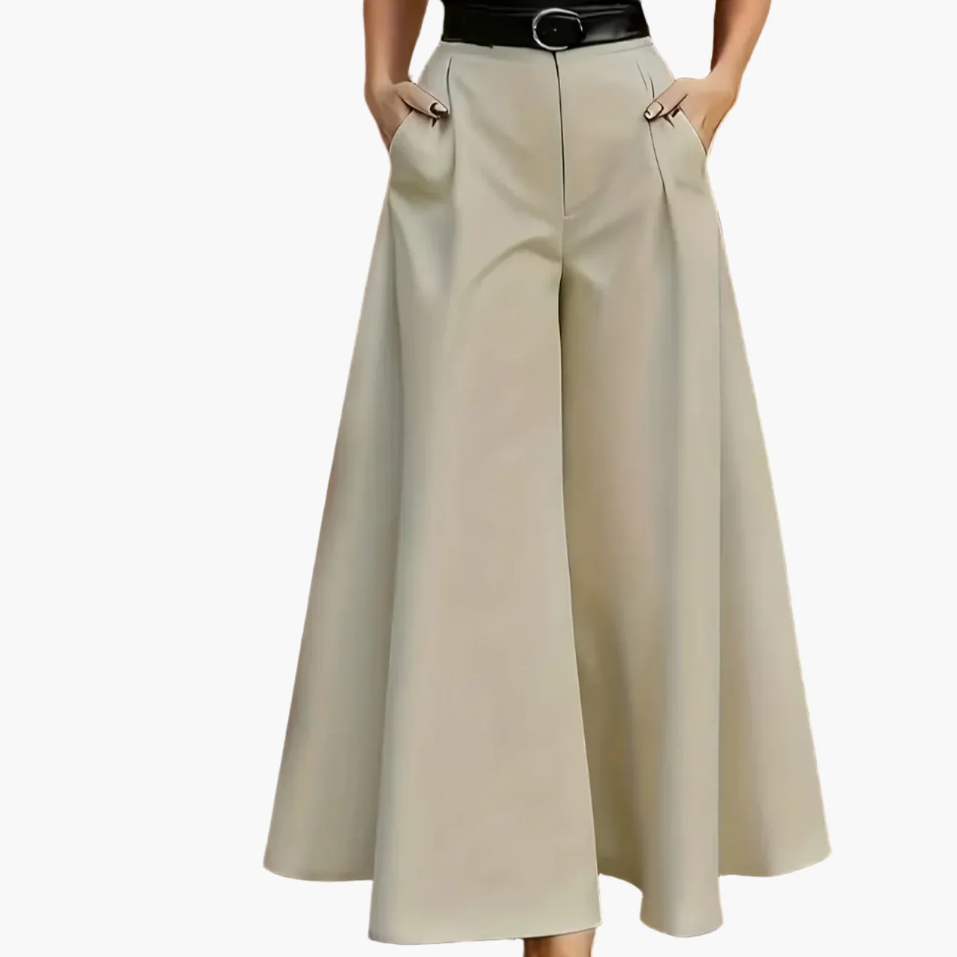Damen Elegante Weite High-Waist Palazzo Hose mit Gürtel für Büro und Freizeit - Image 11