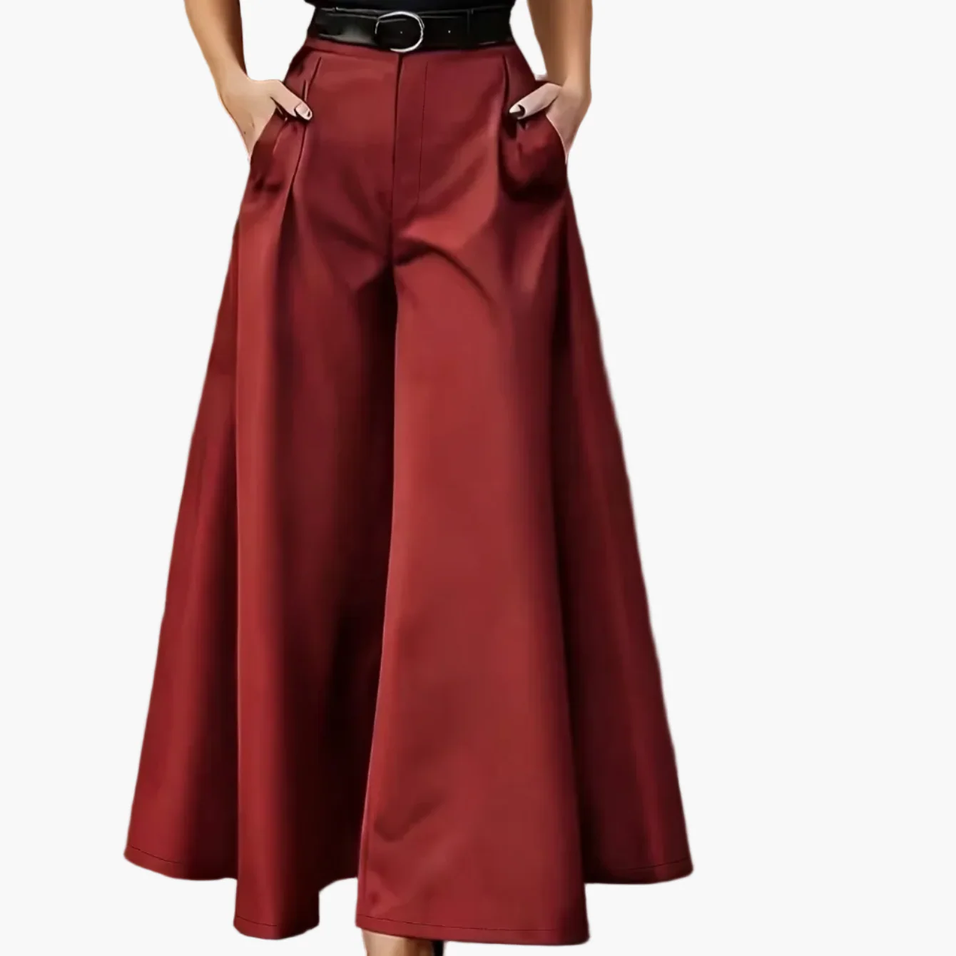 Damen Elegante Weite High-Waist Palazzo Hose mit Gürtel für Büro und Freizeit - Image 13