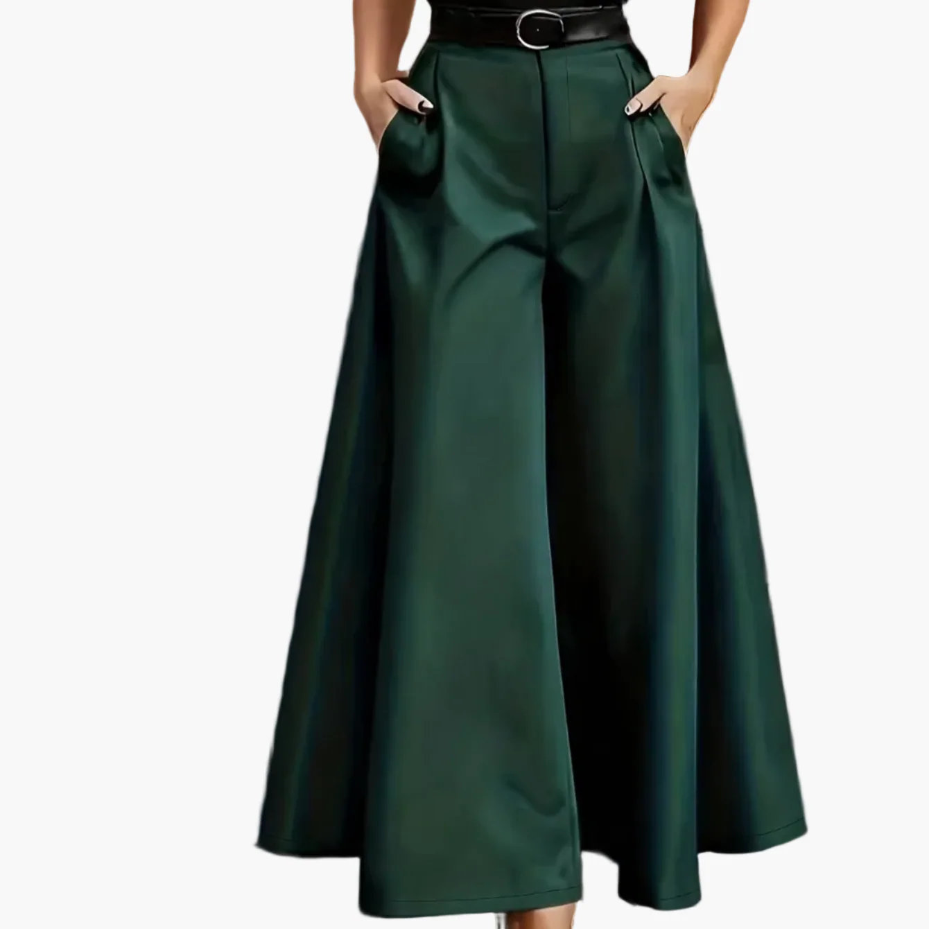 Damen Elegante Weite High-Waist Palazzo Hose mit Gürtel für Büro und Freizeit - Image 14