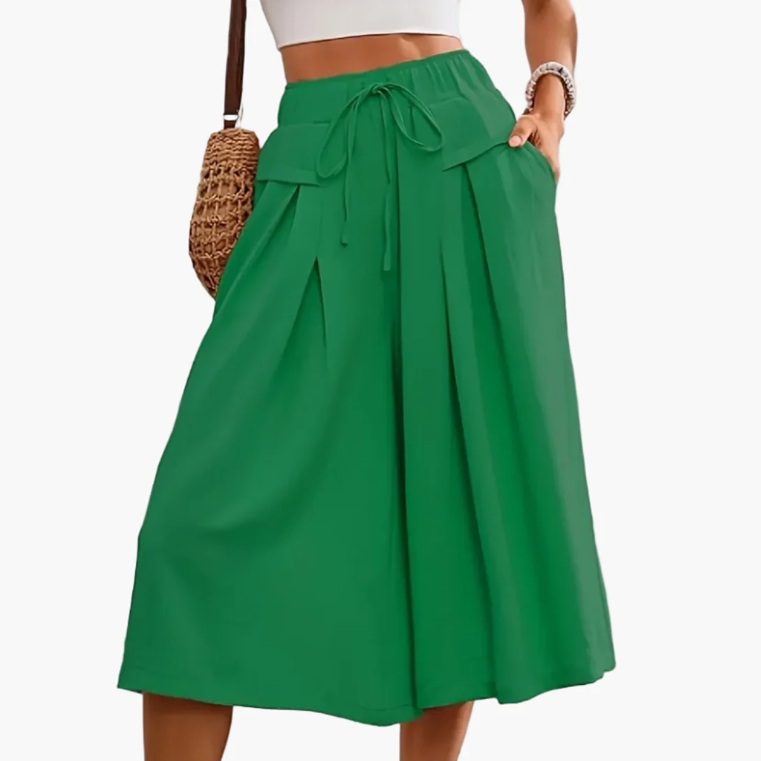 Damen Elegante Weite Sommer Culotte Hose mit Bindegürtel – Modische Caprihose für Freizeit und Urlaub - Image 11