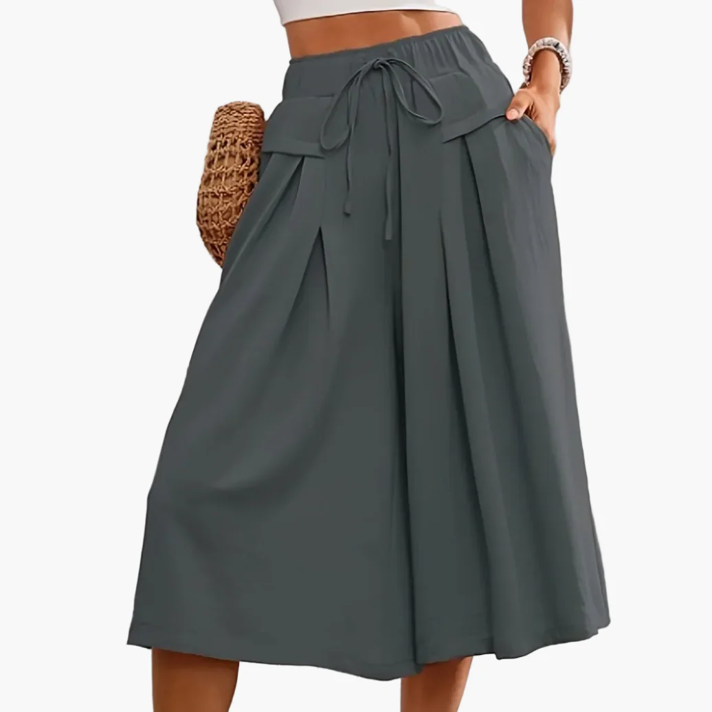 Damen Elegante Weite Sommer Culotte Hose mit Bindegürtel – Modische Caprihose für Freizeit und Urlaub - Image 14