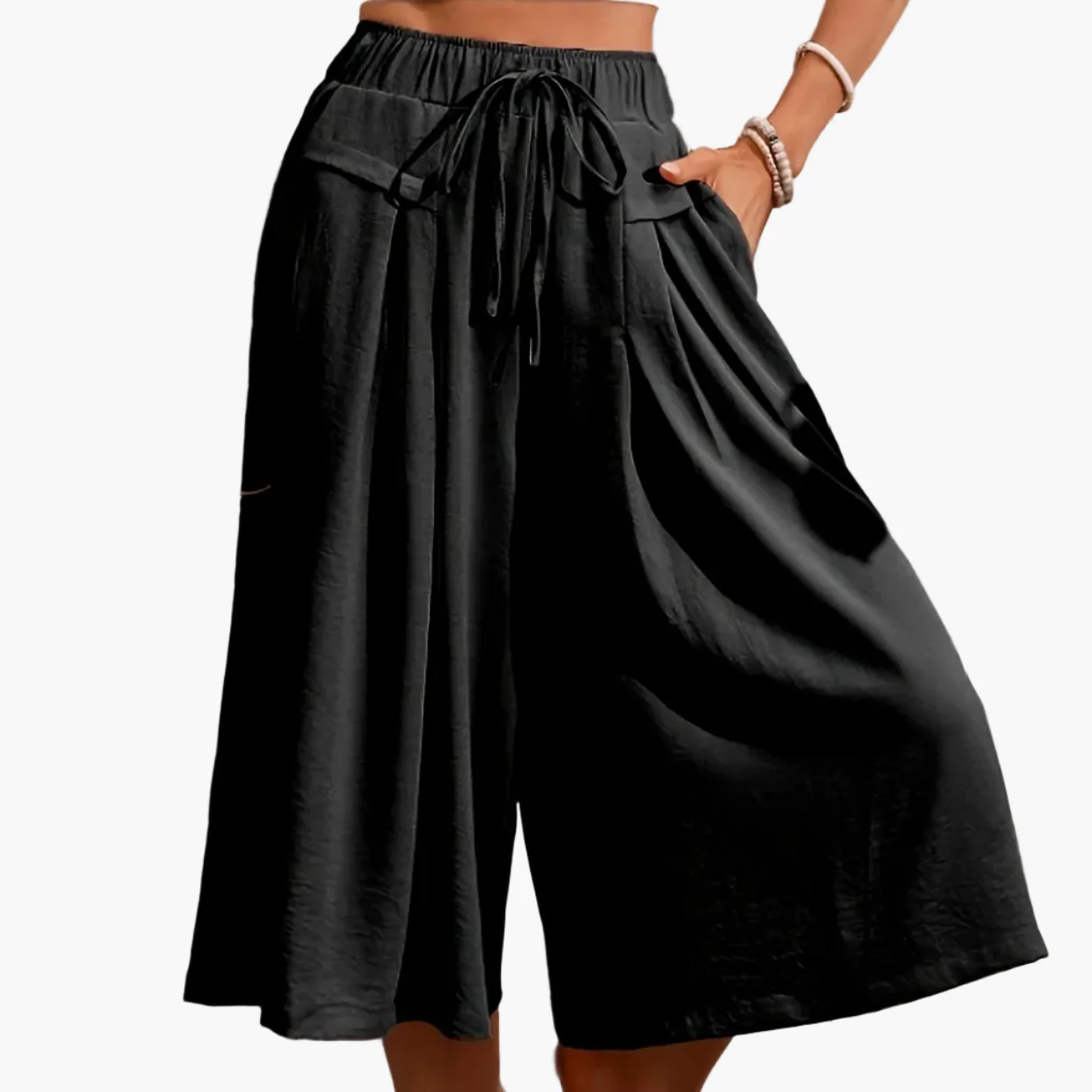 Damen Elegante Weite Sommer Culotte Hose mit Bindegürtel – Modische Caprihose für Freizeit und Urlaub - Image 16