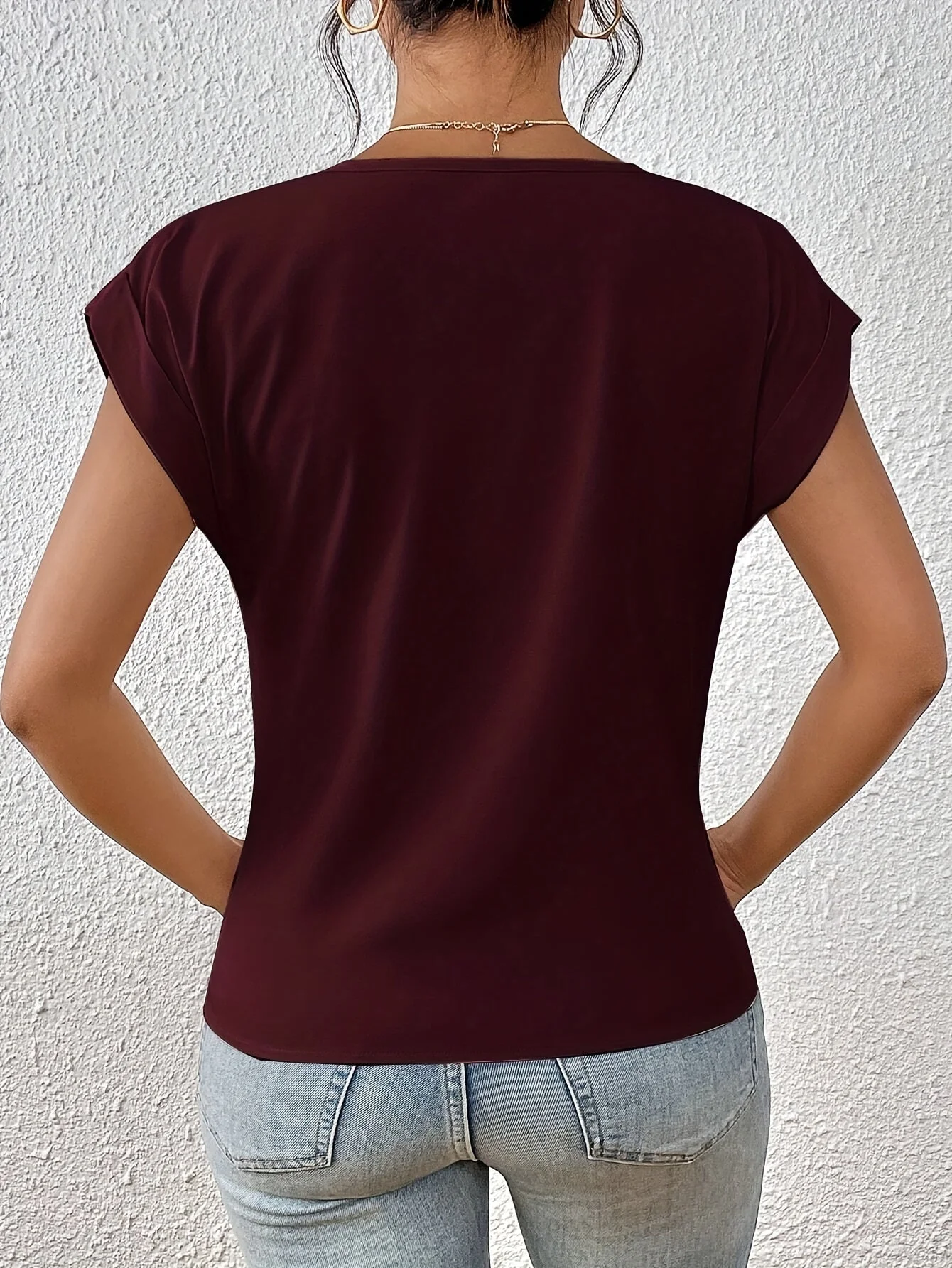 Damen Elegante Wickelbluse mit V-Ausschnitt für Alltag und Büro - Image 9