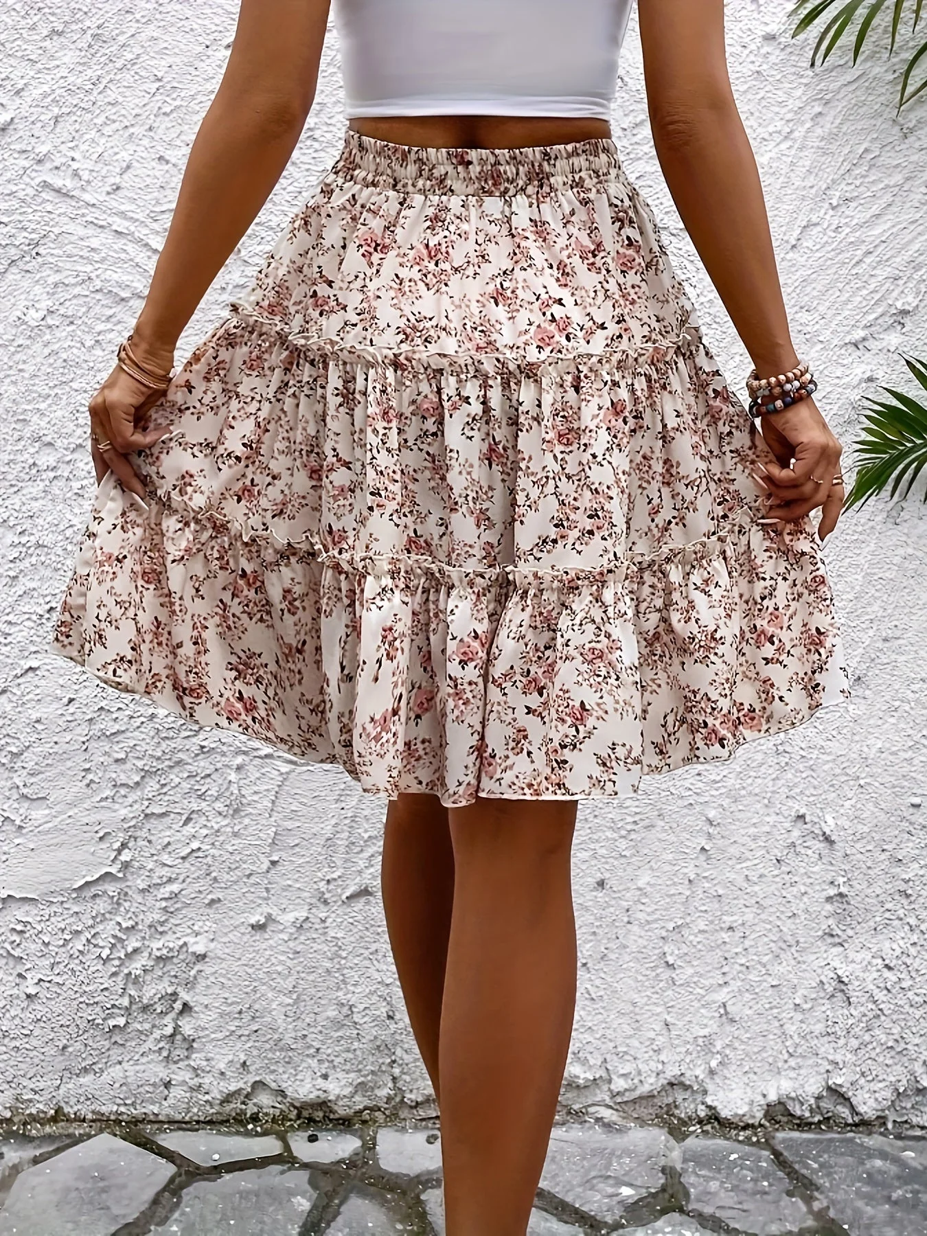 Damen Eleganter Boho Blumiger Stufenrock für den Sommer – Freizeit und Urlaub - Image 2