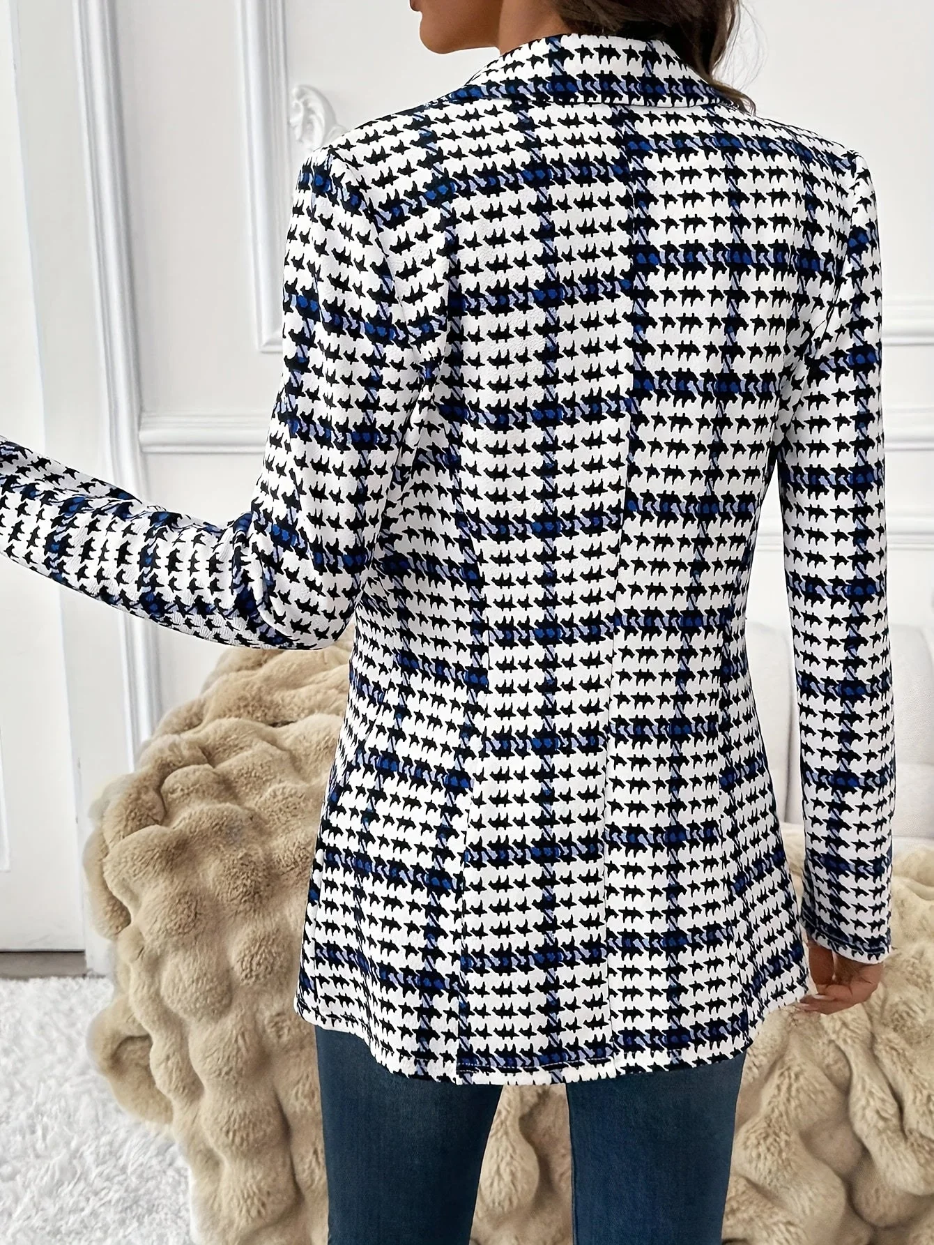 Damen Eleganter Business-Blazer im Karo-Stil für Büro und Alltag - Image 2
