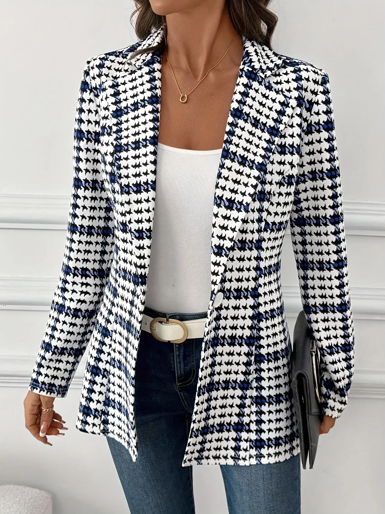Damen Eleganter Business-Blazer im Karo-Stil für Büro und Alltag - Image 5