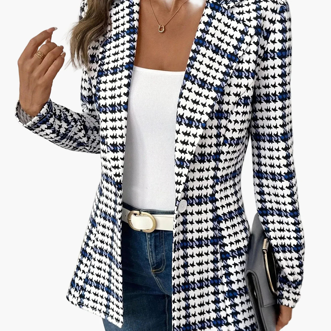 Damen Eleganter Business-Blazer im Karo-Stil für Büro und Alltag - Image 6
