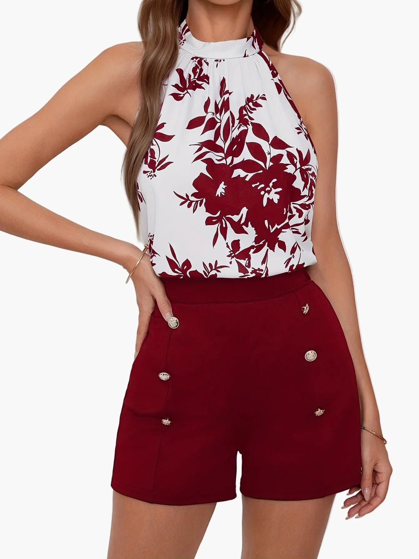Damen Eleganter Jumpsuit mit Blumenmuster und Knopfdetails – Perfekt für Urlaub und Sommer - Image 8
