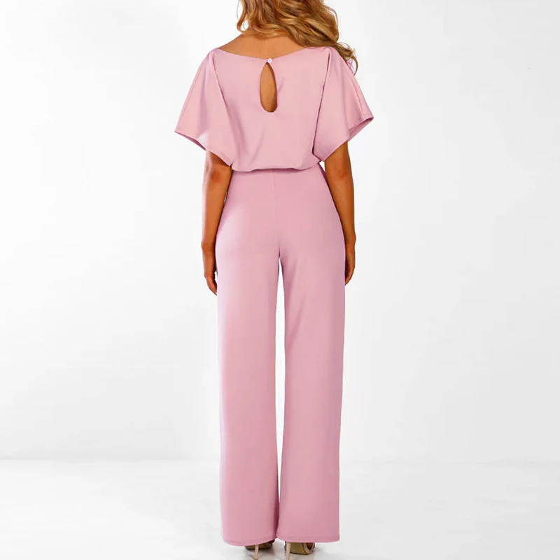 Damen Eleganter Jumpsuit mit Gürtel – Weites Bein, Perfekt für Feiern & Events - Image 3