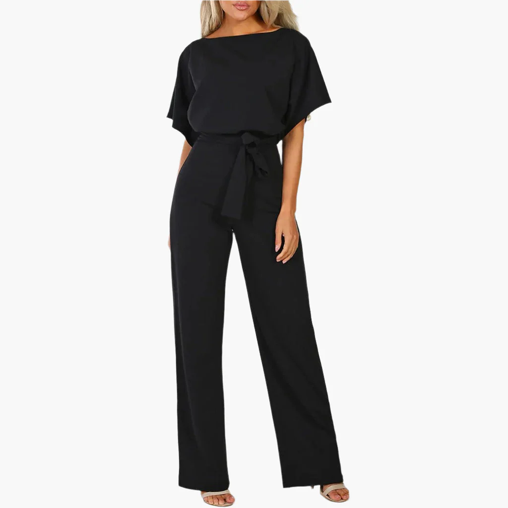 Damen Eleganter Jumpsuit mit Gürtel – Weites Bein, Perfekt für Feiern & Events - Image 4