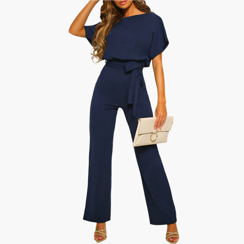 Damen Eleganter Jumpsuit mit Gürtel – Weites Bein, Perfekt für Feiern & Events - Image 6