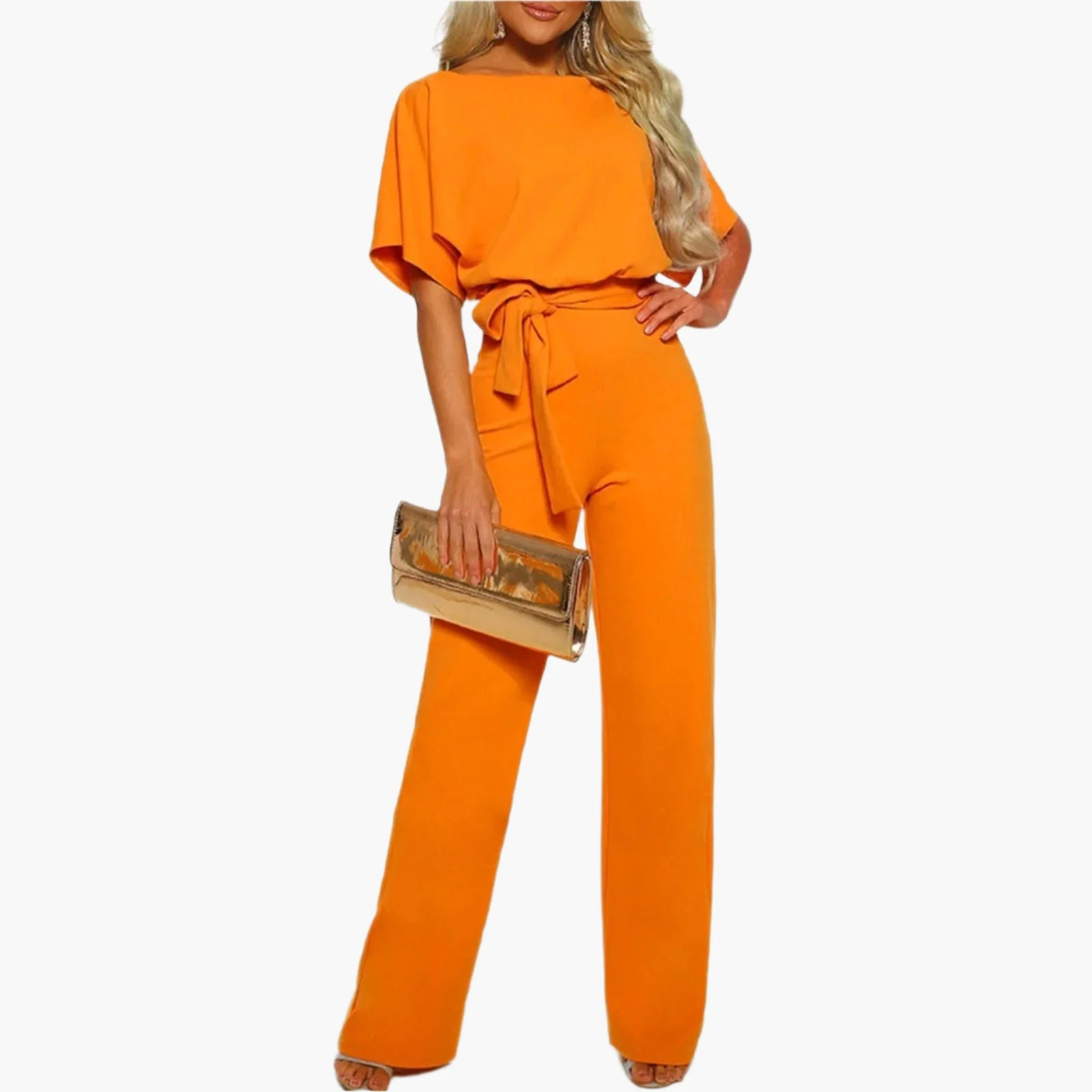 Damen Eleganter Jumpsuit mit Gürtel – Weites Bein, Perfekt für Feiern & Events - Image 9