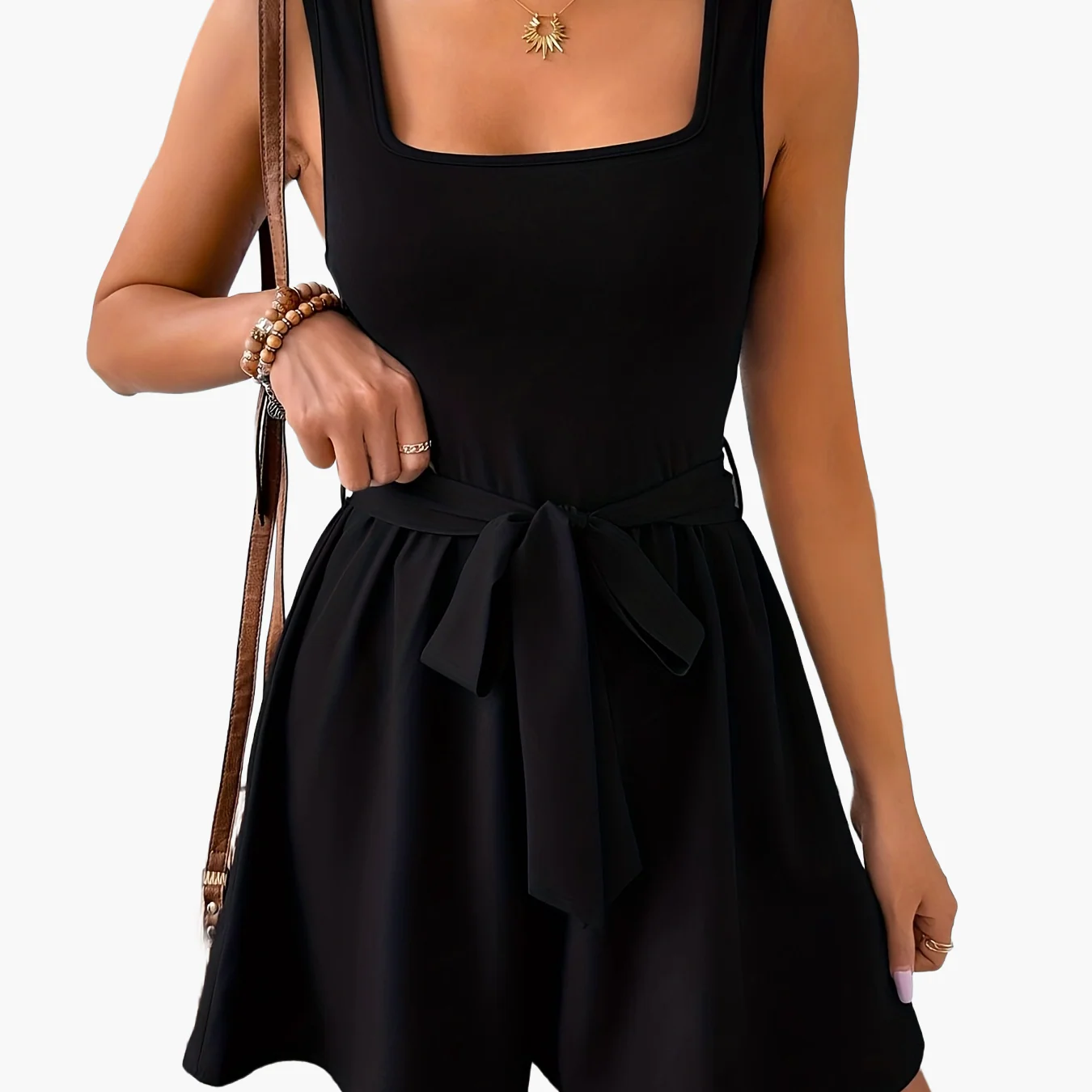 Damen Eleganter Jumpsuit mit Taillengürtel und Square Neck für Frühling & Sommer - Image 6