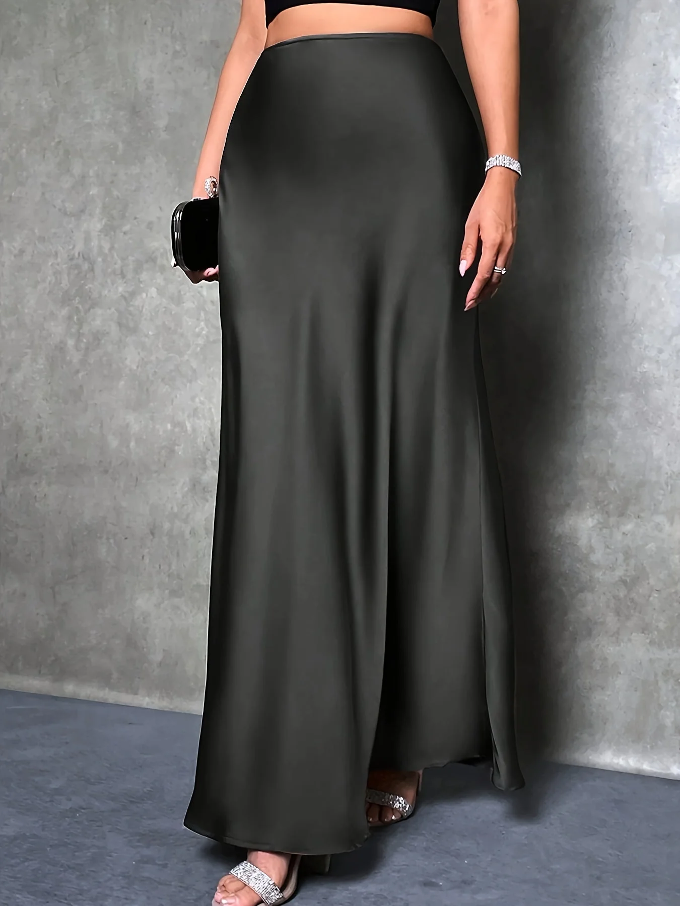 Damen Eleganter Maxirock für Abend & Anlass, High Waist, Ausgestellter Schnitt - Image 5