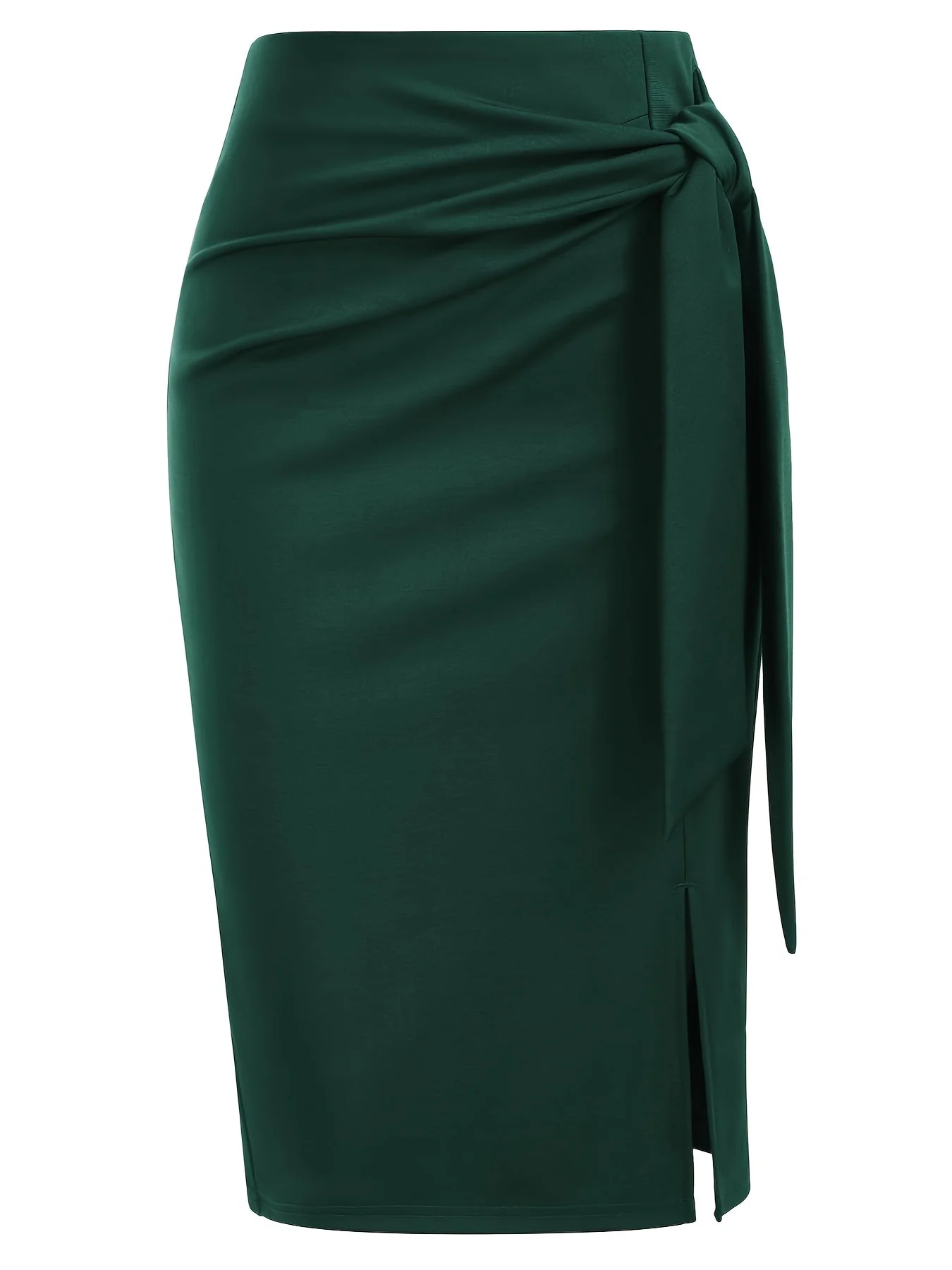 Damen Eleganter Midirock mit Schleifendetail und Schlitz – Perfekt für Büro & Festliche Anlässe - Image 3