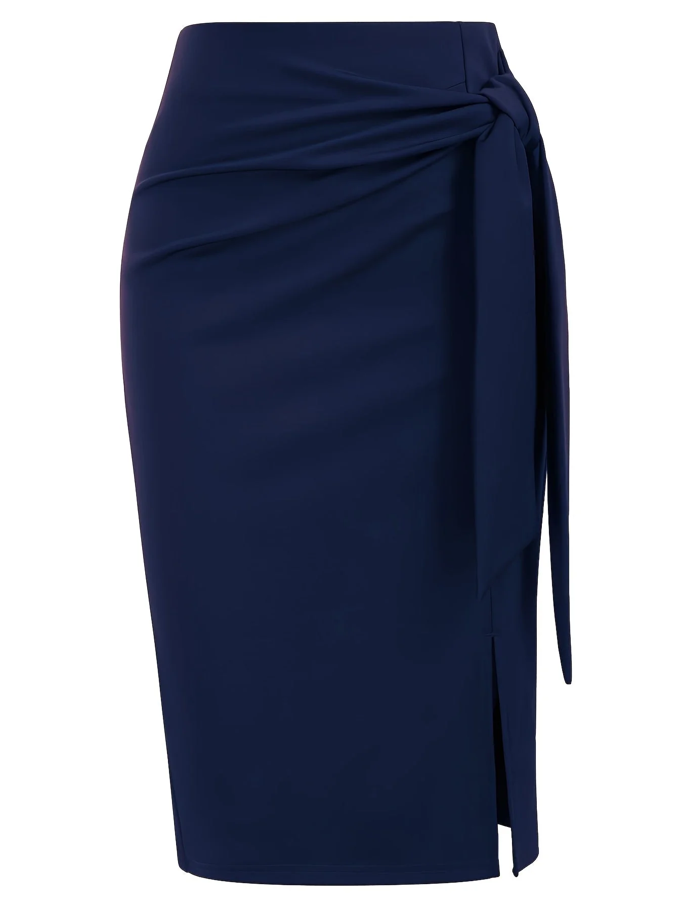 Damen Eleganter Midirock mit Schleifendetail und Schlitz – Perfekt für Büro & Festliche Anlässe - Image 4
