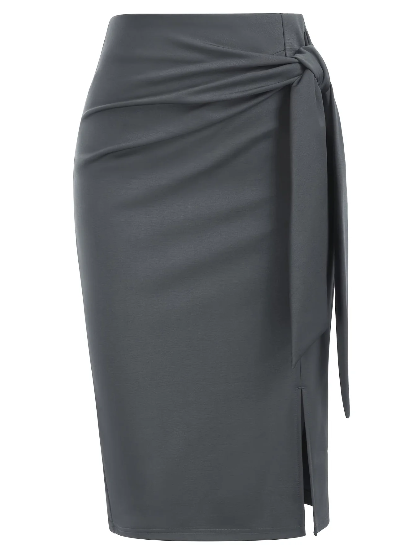 Damen Eleganter Midirock mit Schleifendetail und Schlitz – Perfekt für Büro & Festliche Anlässe - Image 5