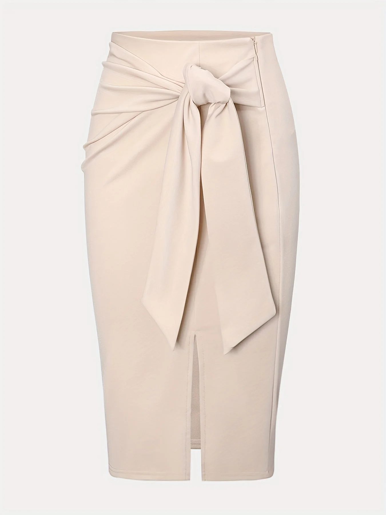 Damen Eleganter Midirock mit Schleifendetail und Schlitz – Perfekt für Büro & Festliche Anlässe - Image 6