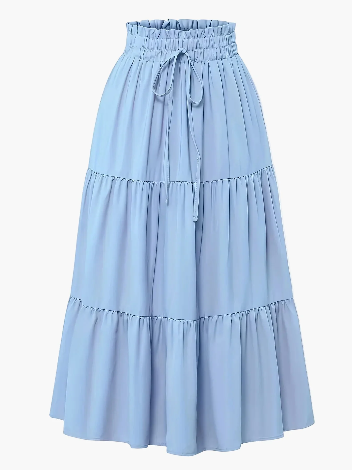 Damen Eleganter Stufenrock mit Rüschen und Kordelzug – Perfekt für Alltag & Freizeit