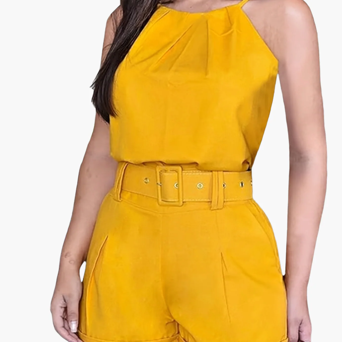 Damen Eleganter Zweiteiler-Shorts Set – Ärmelloses Top mit Gürtel für Frühling und Sommer - Image 8