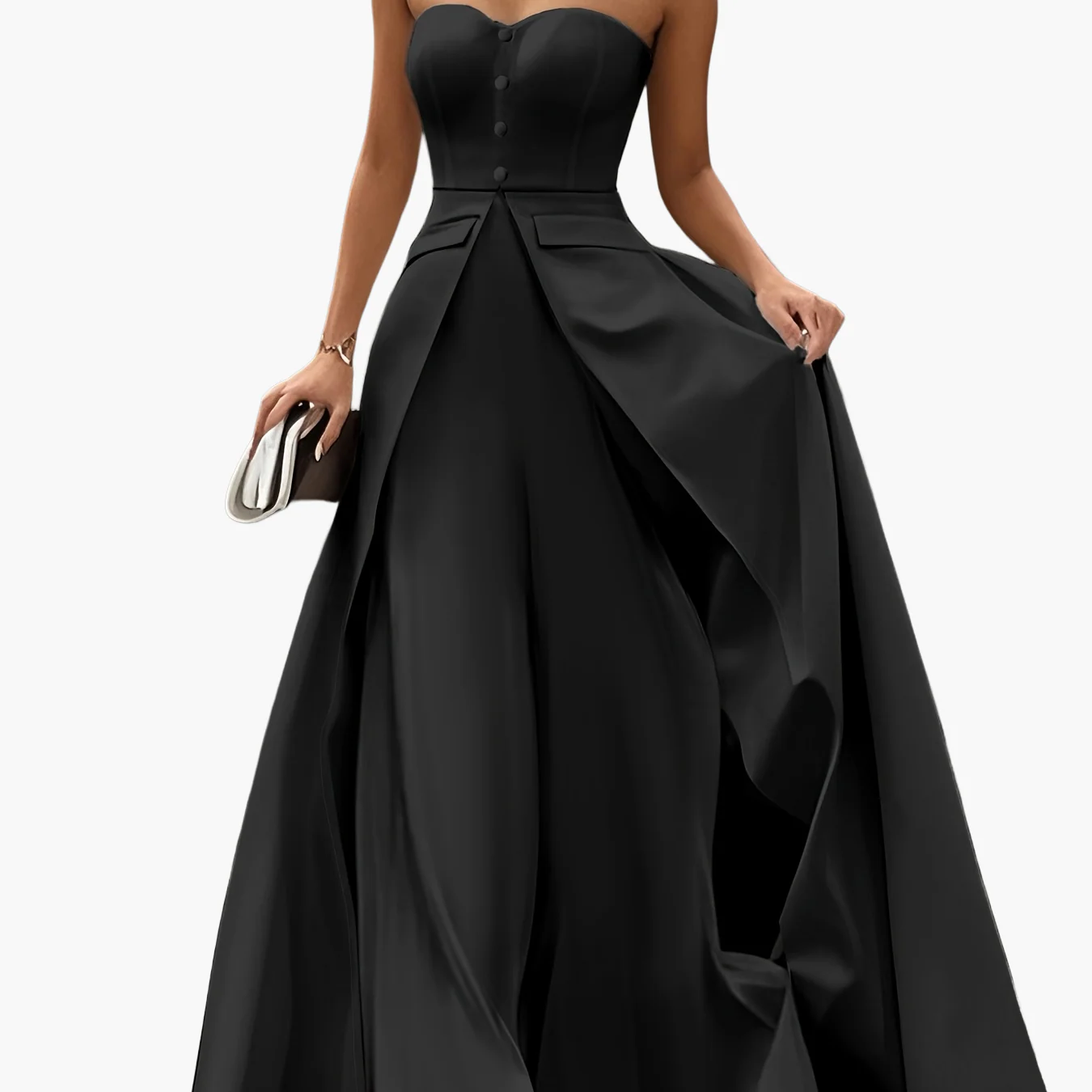 Damen Elegantes Abendkleid mit Bandeau-Oberteil und Knopfleiste – Perfekt für festliche Anlässe - Image 13