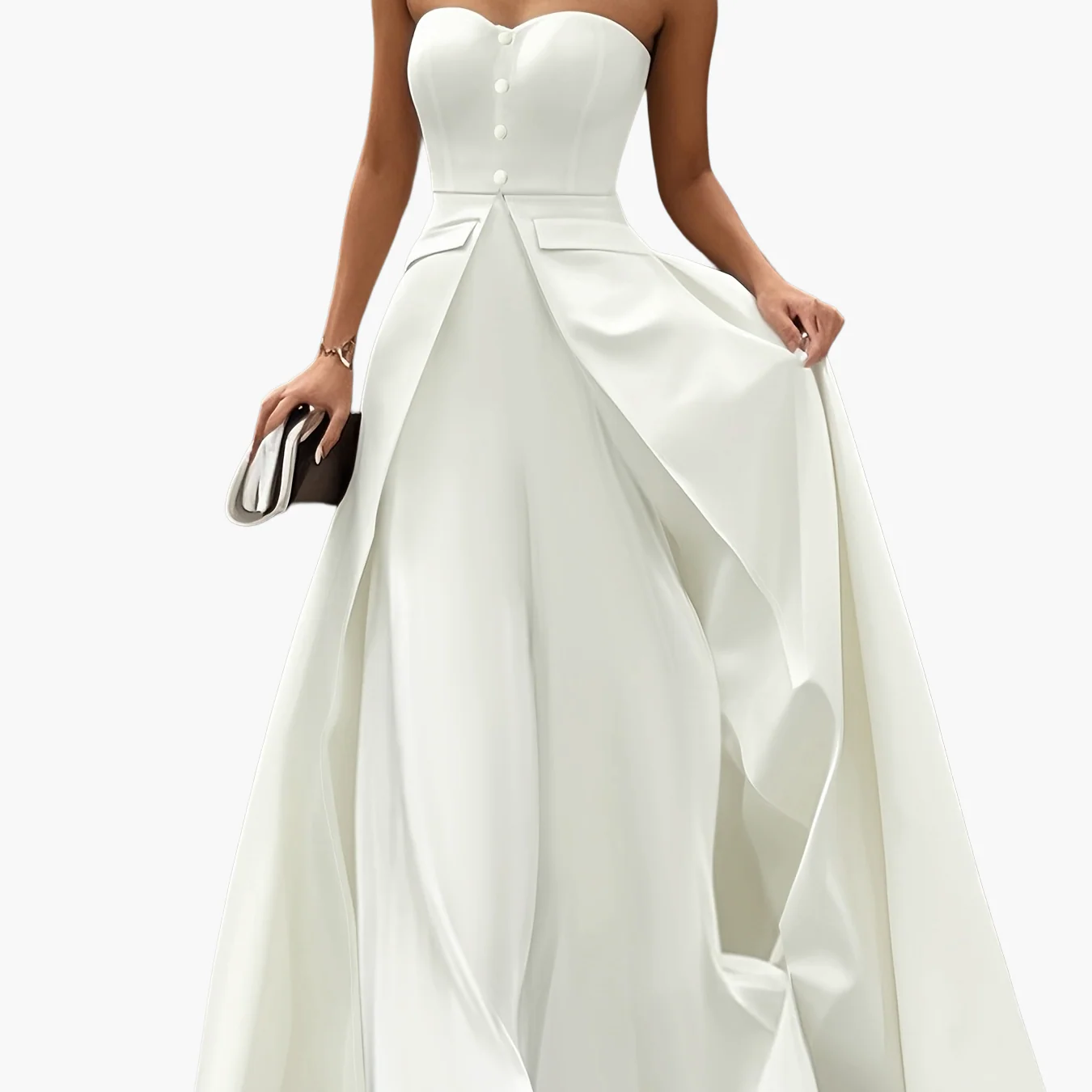 Damen Elegantes Abendkleid mit Bandeau-Oberteil und Knopfleiste – Perfekt für festliche Anlässe - Image 16