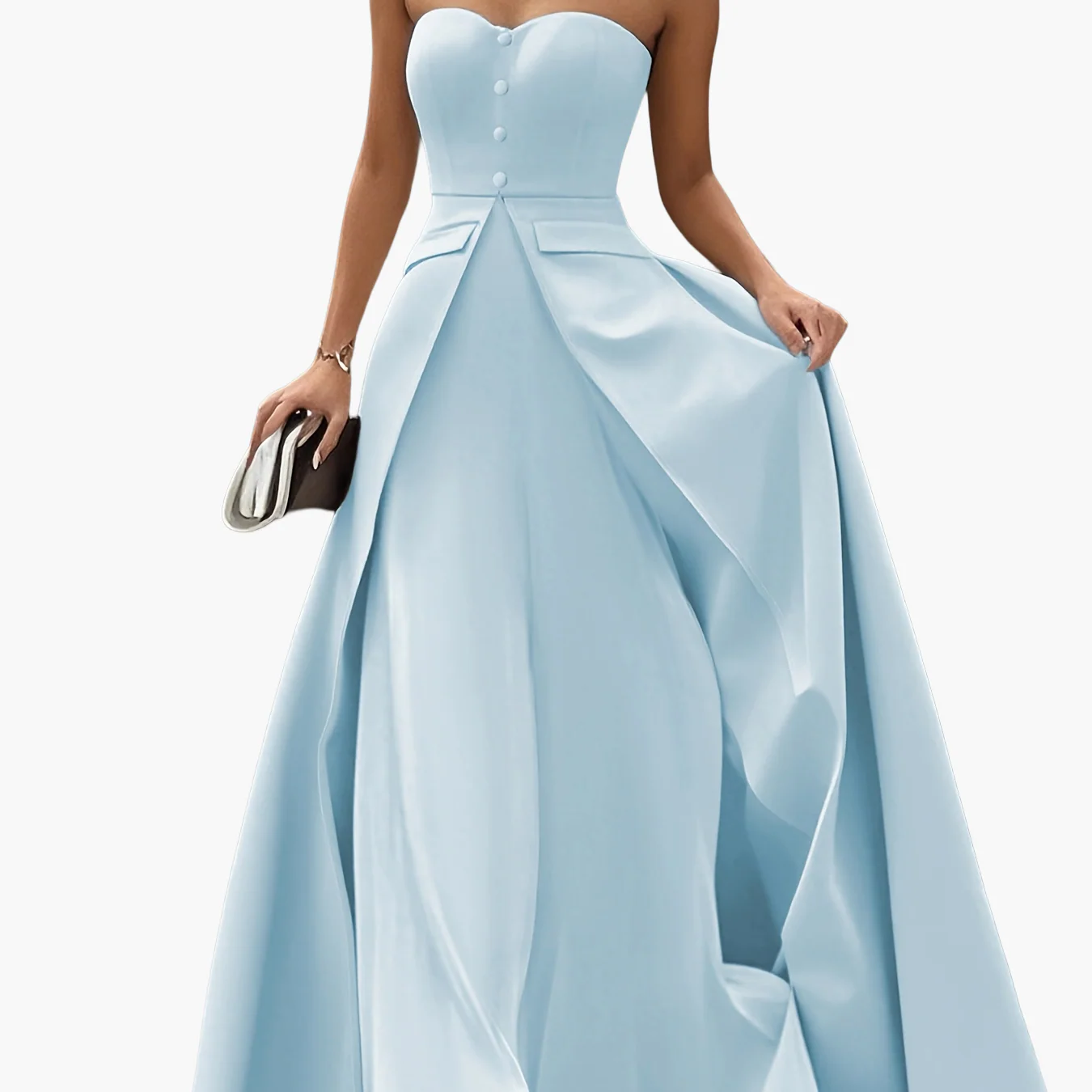 Damen Elegantes Abendkleid mit Bandeau-Oberteil und Knopfleiste – Perfekt für festliche Anlässe - Image 17
