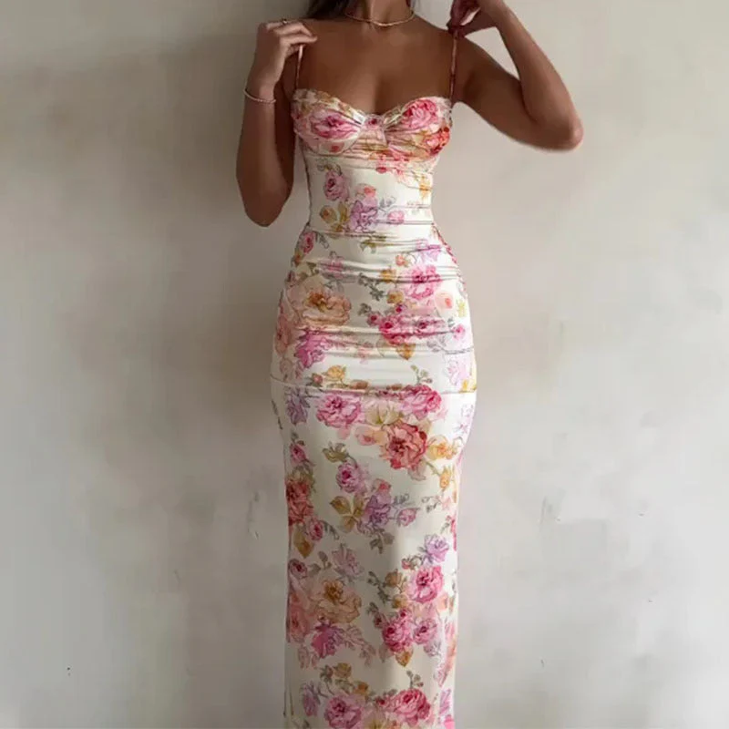 Damen Elegantes Bodycon Maxikleid mit Blumenmuster für besondere Anlässe - Image 3