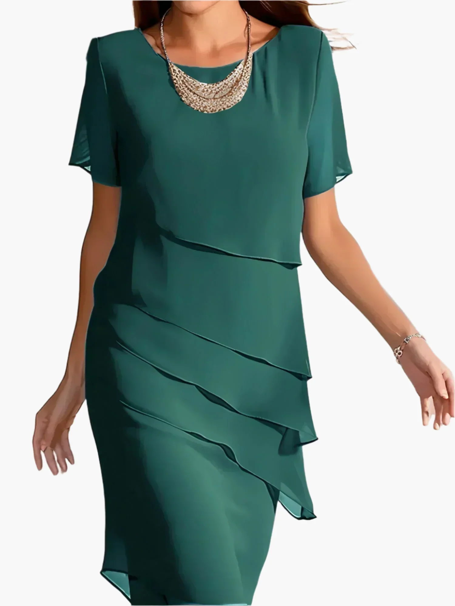 Damen Elegantes Chiffon Abendkleid mit Stufen-Design – Festliches Cocktailkleid für besondere Anlässe - Image 3