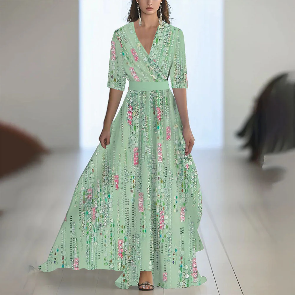 Damen Elegantes Chiffon-Maxikleid mit Blumenmuster – Perfekt für festliche Anlässe und Sommerpartys - Image 17