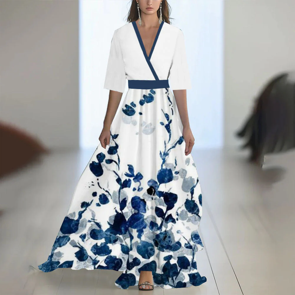 Damen Elegantes Chiffon-Maxikleid mit Blumenmuster – Perfekt für festliche Anlässe und Sommerpartys - Image 6