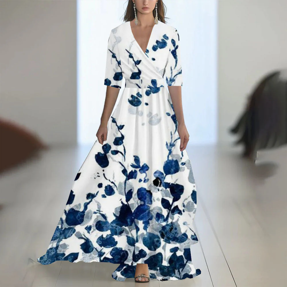 Damen Elegantes Chiffon-Maxikleid mit Blumenmuster – Perfekt für festliche Anlässe und Sommerpartys - Image 8