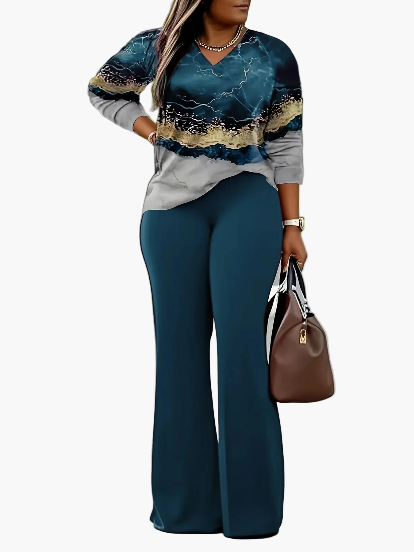 Damen Elegantes Freizeit-Outfit mit Modernem Print – Ideal für Alltag und Büro - Image 4
