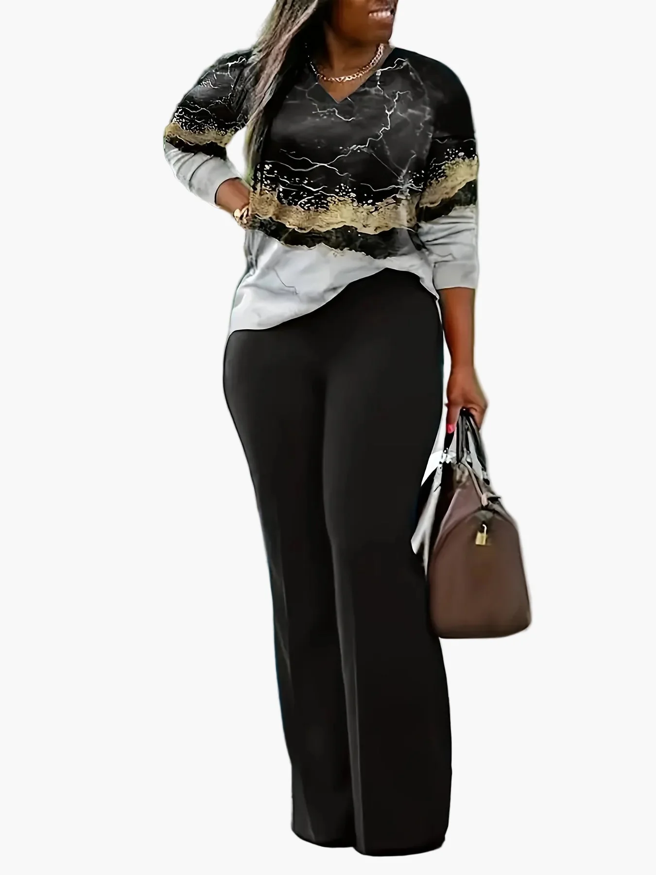 Damen Elegantes Freizeit-Outfit mit Modernem Print – Ideal für Alltag und Büro - Image 5