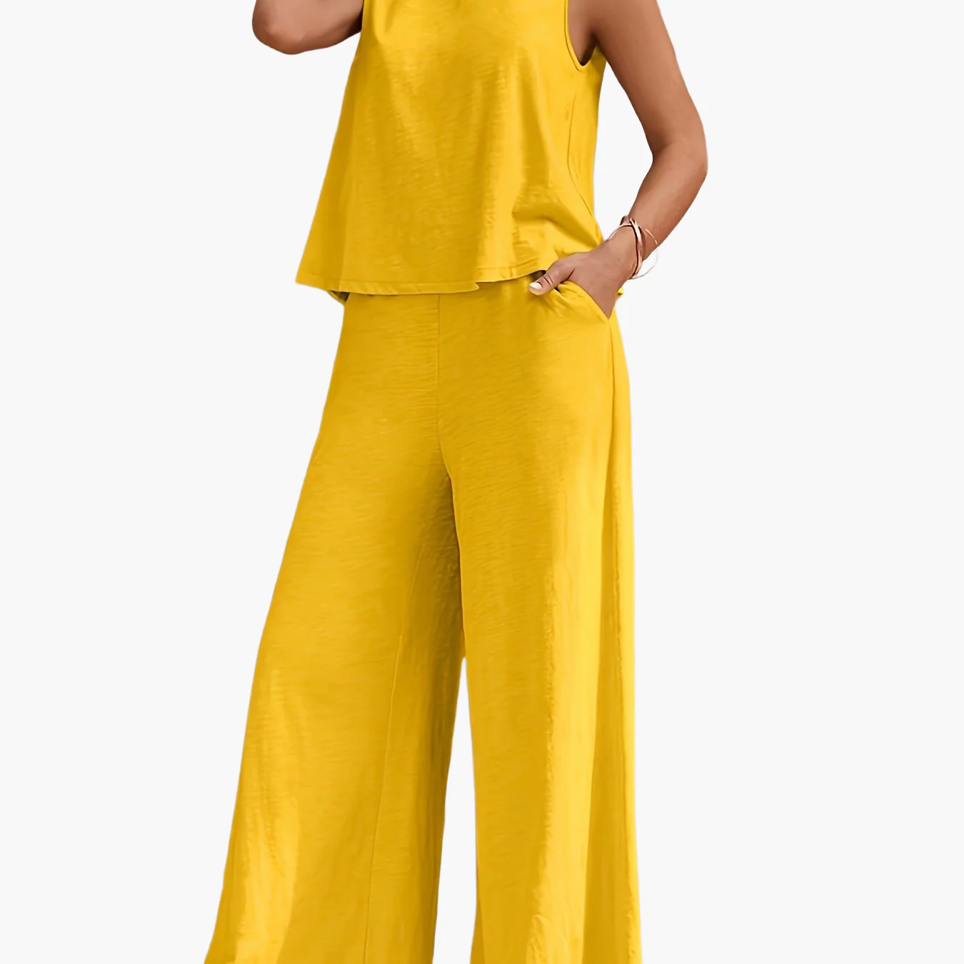 Damen Elegantes Freizeit Zweiteiler Set – Ärmelloses Top und Weite Hose für Alltag und Urlaub - Image 7