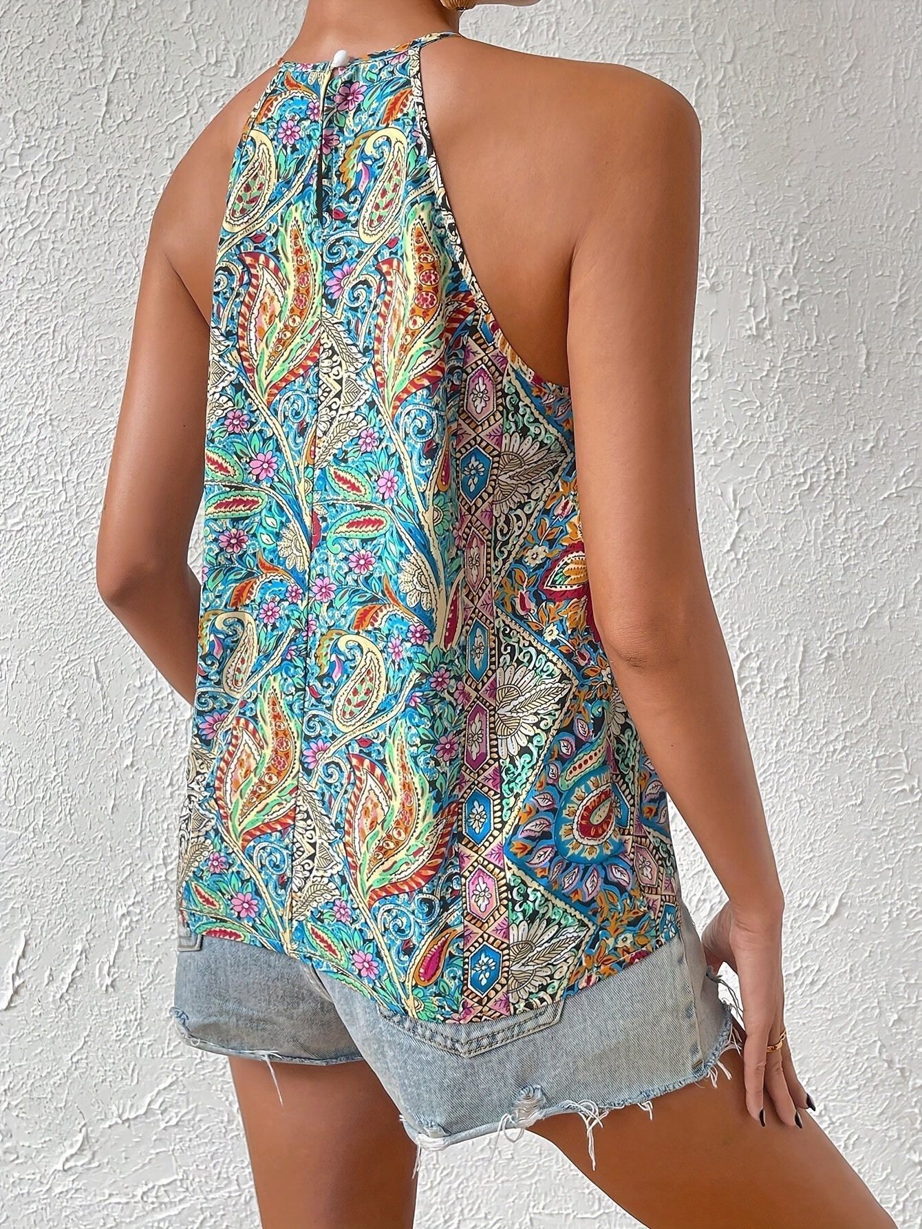 Damen Elegantes Halterneck Top mit Paisley-Muster für Sommer, Freizeit und Festival - Image 2