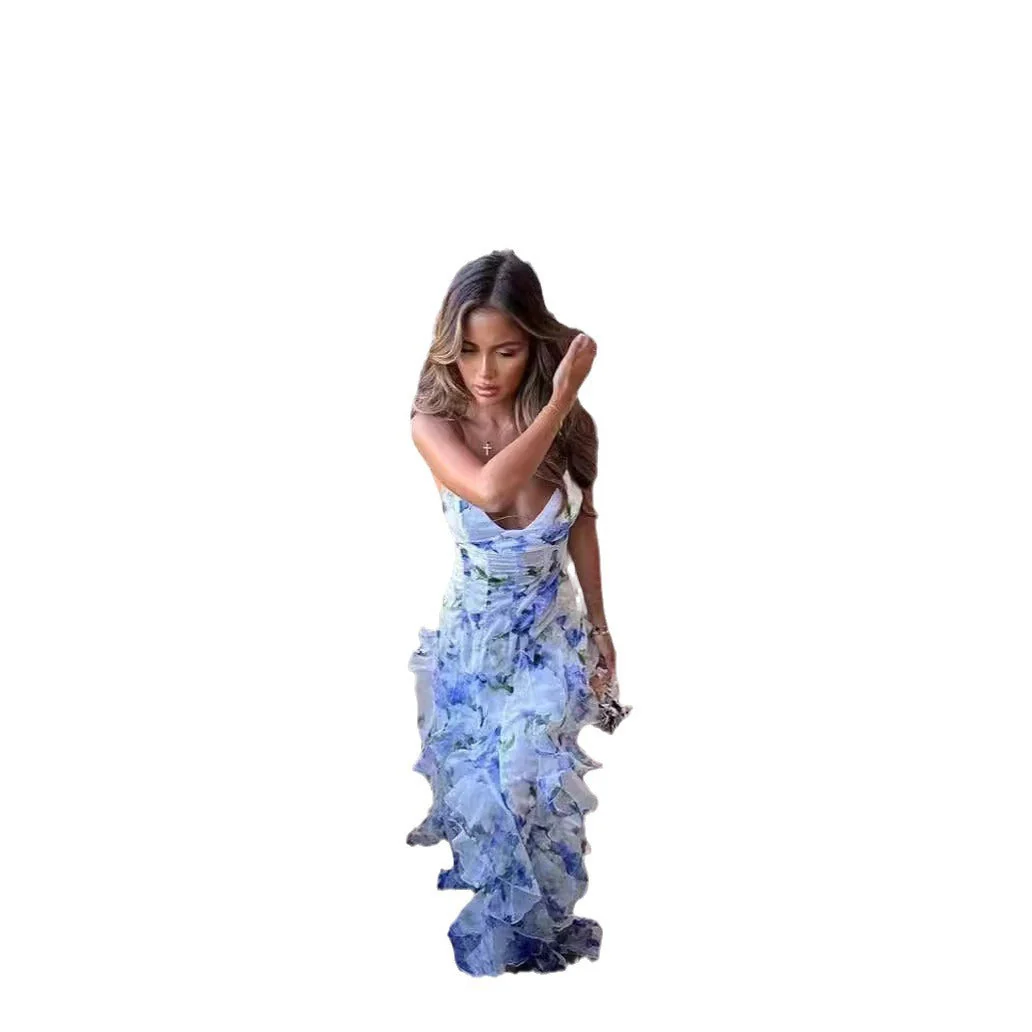 Damen Elegantes Maxikleid mit Blumen und Volants – Perfekt für besondere Anlässe und Abendveranstaltungen - Image 5
