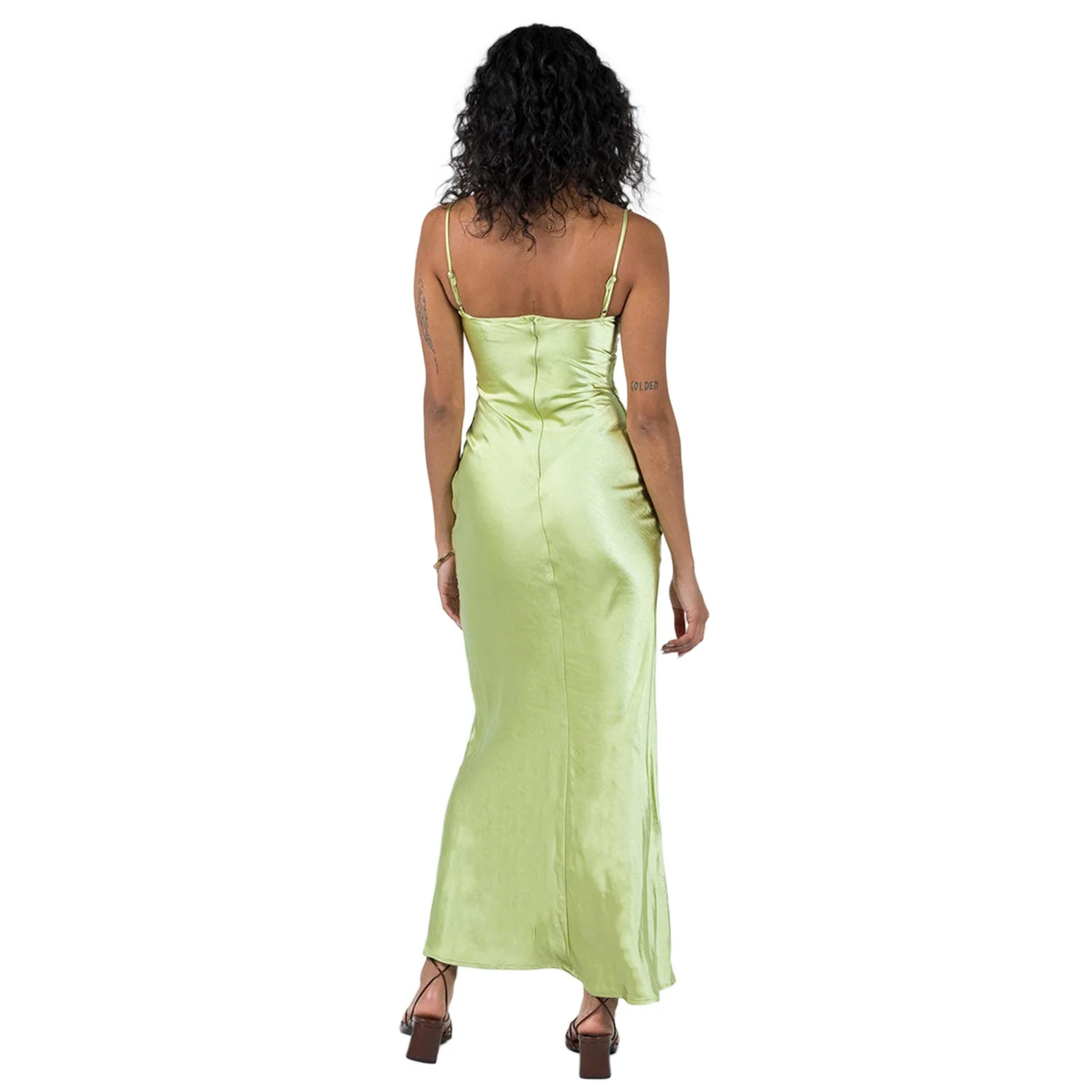 Damen Elegantes Maxikleid mit Stickerei – Satin Slip Dress für festliche Anlässe und Partys - Image 2