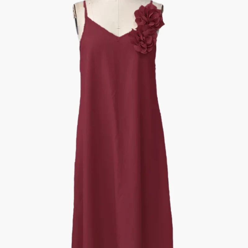 Damen Elegantes Maxikleid mit V-Ausschnitt und Blumenapplikation – Perfekt für Sommerfeste und Gartenpartys - Image 11