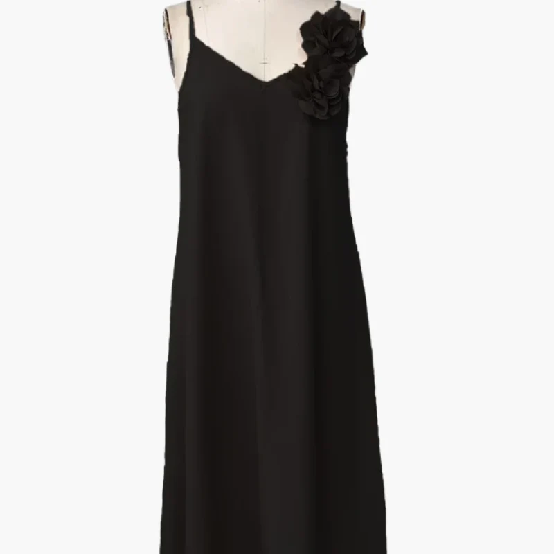 Damen Elegantes Maxikleid mit V-Ausschnitt und Blumenapplikation – Perfekt für Sommerfeste und Gartenpartys - Image 13