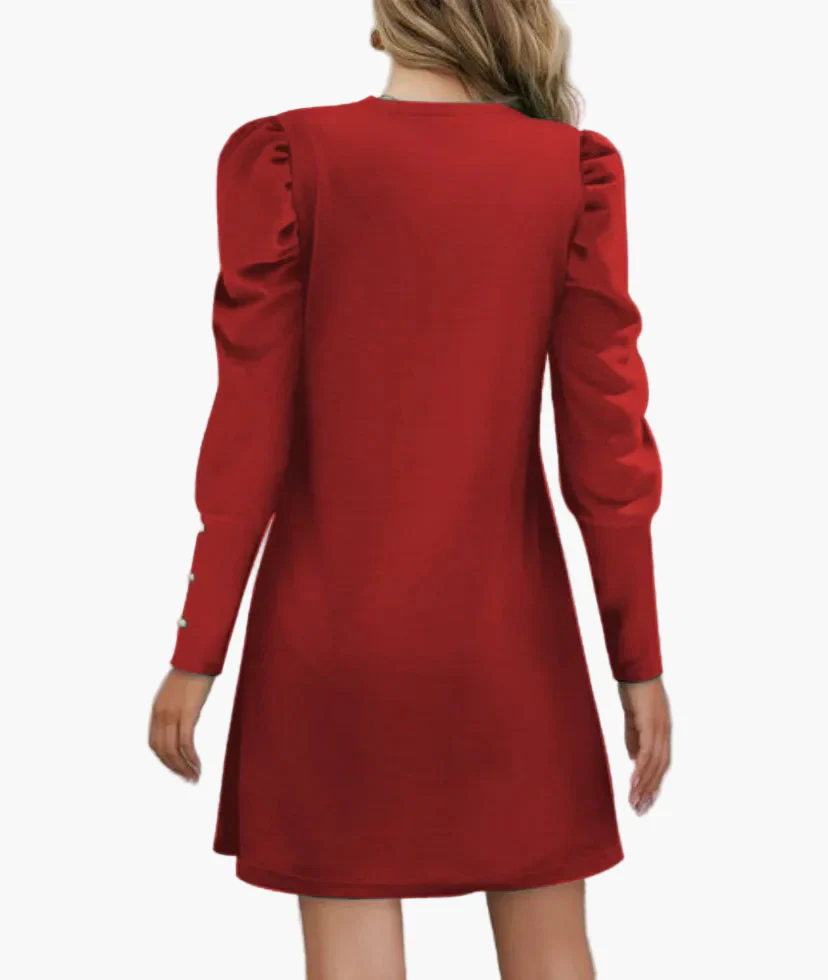 Damen Elegantes Minikleid mit Puffärmeln und Knopfdetails – Perfekt für Alltag & besondere Anlässe - Image 4