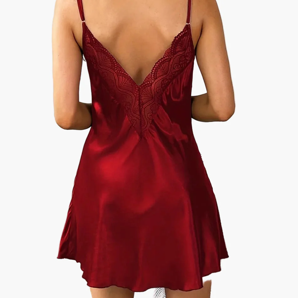 Damen Elegantes Nachthemd mit Spitze V-Ausschnitt – Verführerische Nachtwäsche für stilvolle Nächte - Image 7