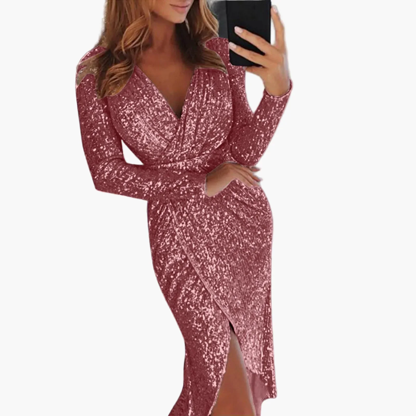 Damen Elegantes Abendkleid – Party- & Clubkleid mit Pailletten - Image 3