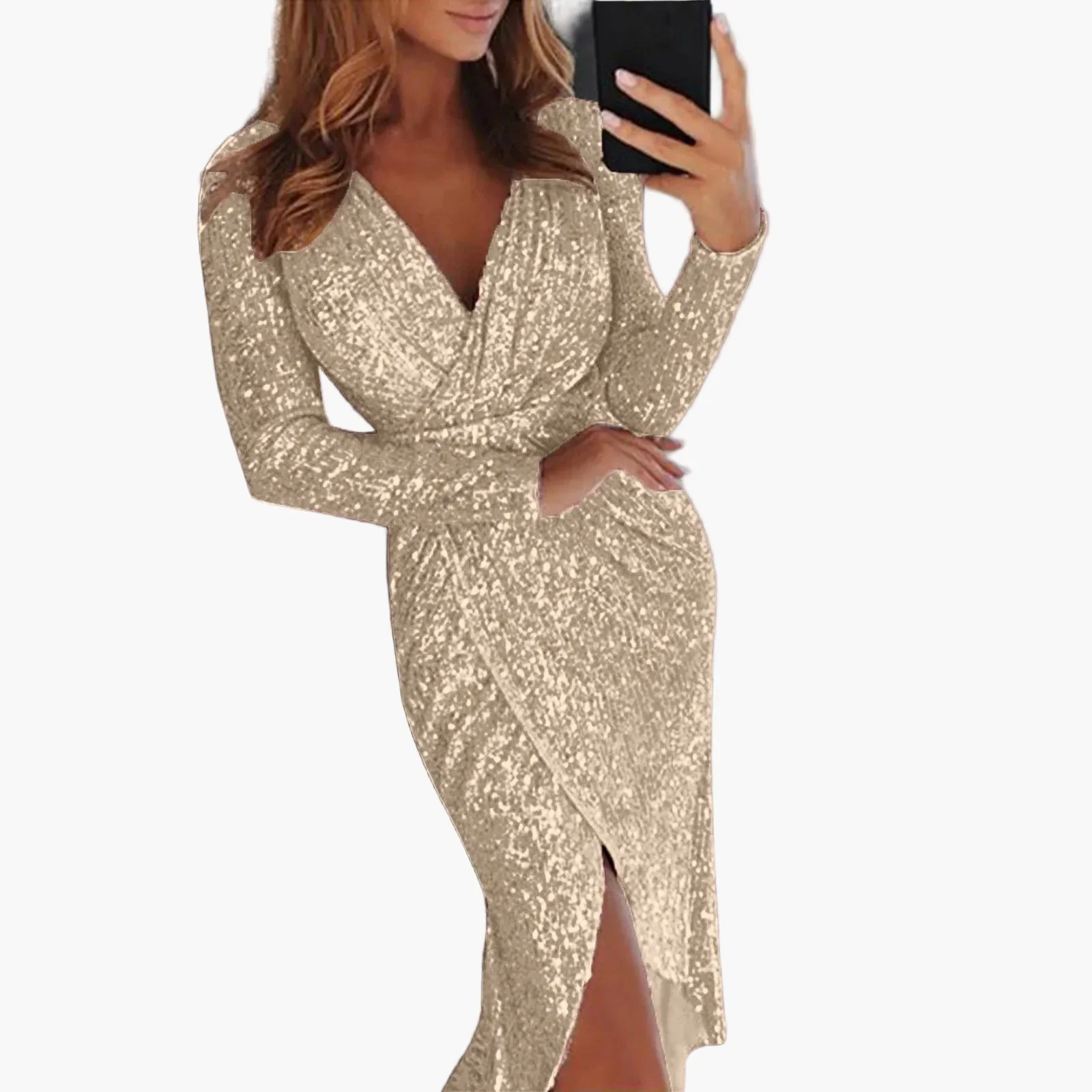 Damen Elegantes Abendkleid – Party- & Clubkleid mit Pailletten - Image 4
