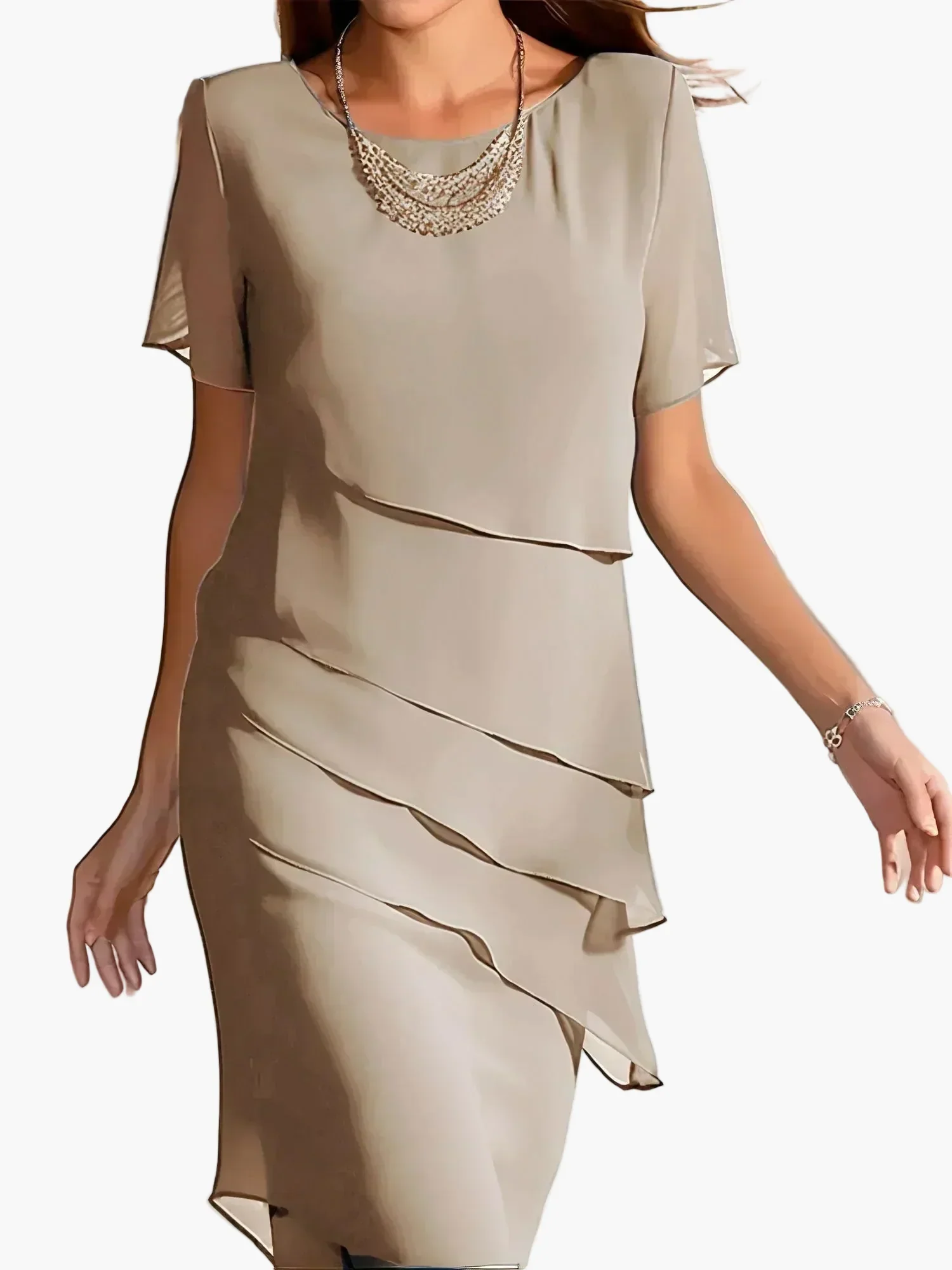 Damen Elegantes Schichtkleid für festliche Anlässe im modernen Lagenlook - Image 4
