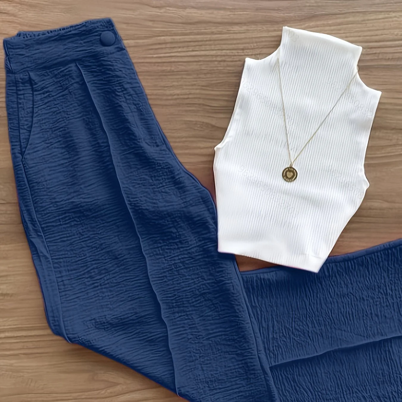 Damen Elegantes Set – Ärmelloses Oberteil mit Stehkragen und Hose, Perfekt für Frühling & Sommer - Image 12
