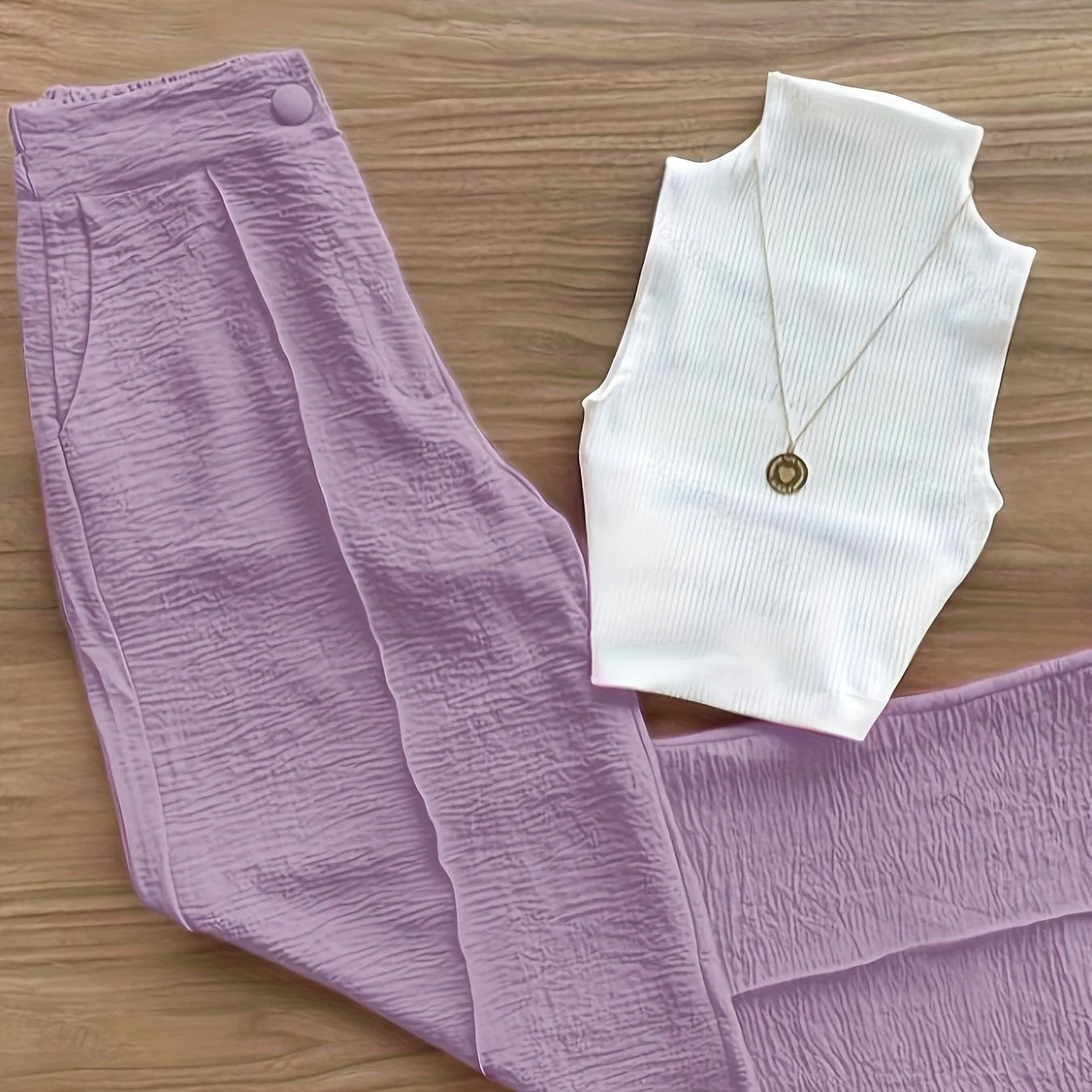 Damen Elegantes Set – Ärmelloses Oberteil mit Stehkragen und Hose, Perfekt für Frühling & Sommer - Image 13