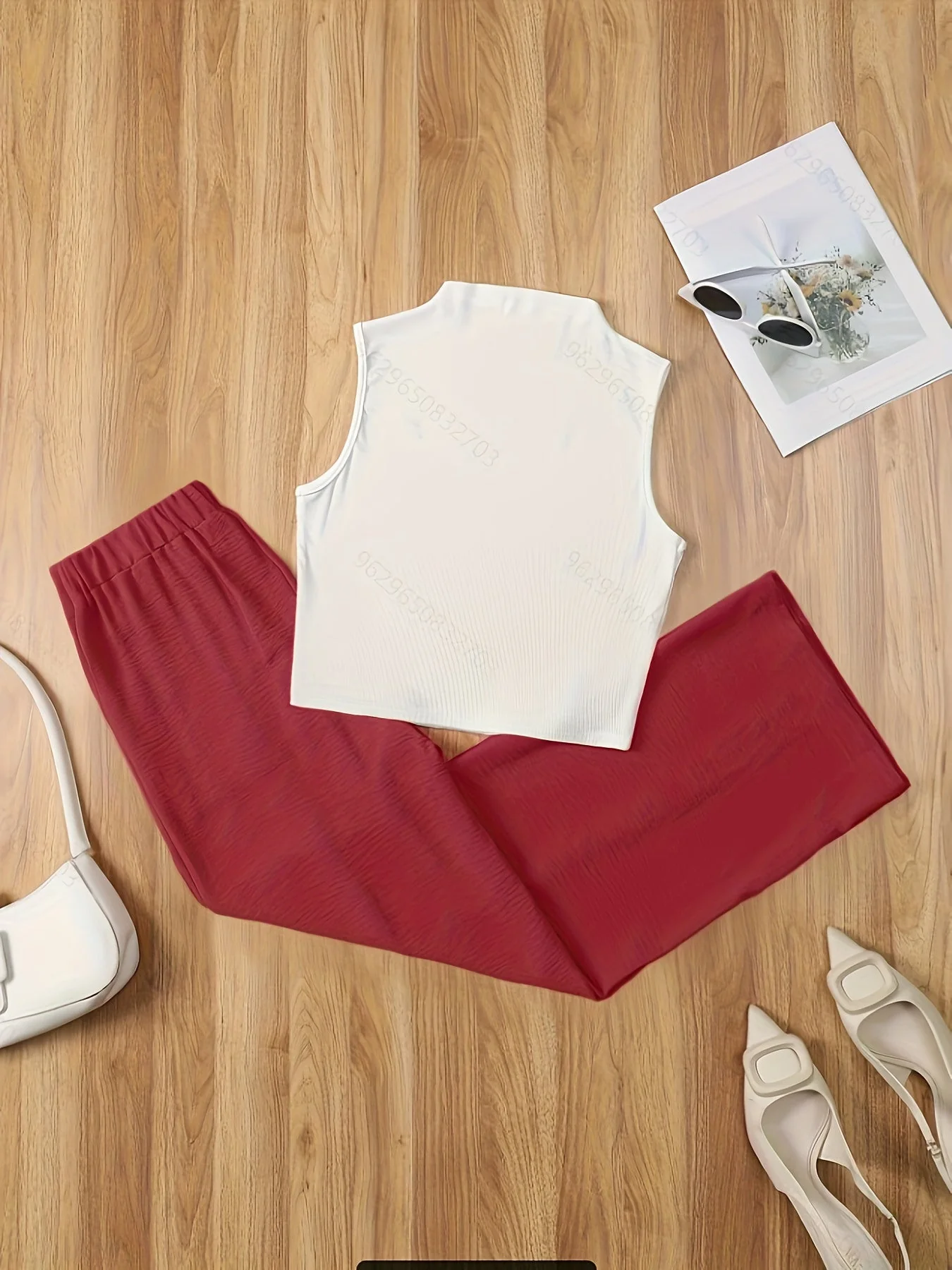 Damen Elegantes Set – Ärmelloses Oberteil mit Stehkragen und Hose, Perfekt für Frühling & Sommer - Image 9